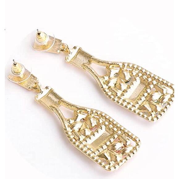 Crystal Champagne Bottle Earrings - Picture 2 of 4